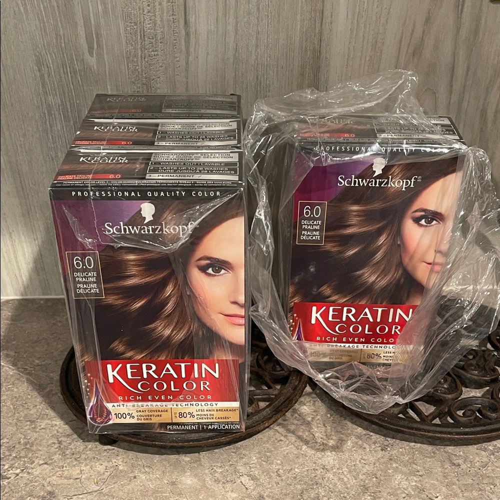 4 Boxes Schwarzkopf Keratin Color 6.0 Delicate Praline